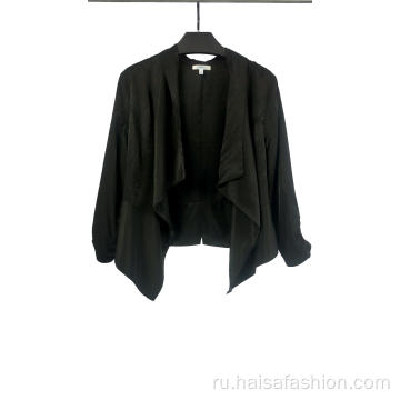 Черный пиджак с длинными рукавами с лацканами